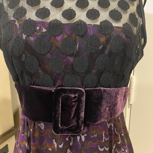 NWOT “NANETTE LEPORE” PURPLE VELVET BLACK POLKA DOT SLEEVELESS TOP – SZ 6 - Picture 6 of 13